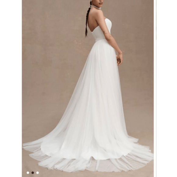 Anthropologie BHLDN Watters Danbury Tulle A Line Bridal Overskirt Mesh 22W Ivory - Picture 2 of 8